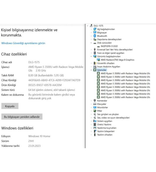 HP 15-DB1068NT 8XF92EA İKİNCİ EL AMD Ryzen 5 3500U 8GB 512GB SSD 15.6" FHD - Görsel 5