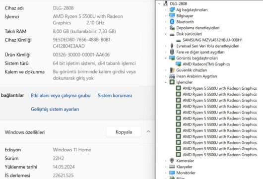 HP 15S-EQ2002NT AMD Ryzen 5 5500U 8GB 512GB SSD 15.6" FHD 4H0J4EA (İKİNCİ EL) - Görsel 10