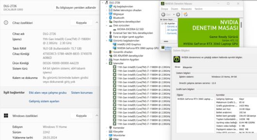 Casper Excalibur G900.1180-BF60X-B Intel Core i7 11800H 16GB 1TB SSD RTX3060 15.6" FHD 144Hz (İKİNCİ EL) - Görsel 10