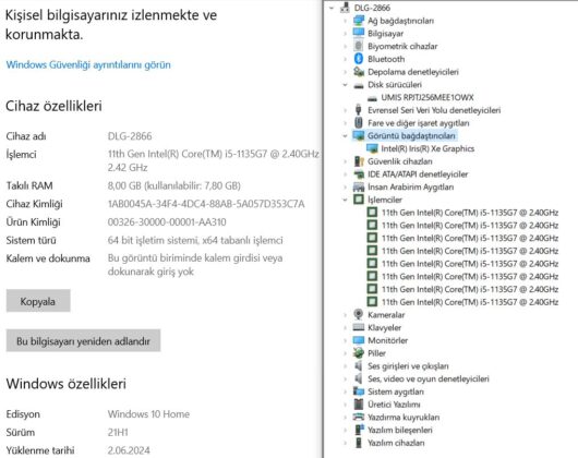 Lenovo IdeaPad 3 15ITL6 Intel Core i5 1135G7 8GB 256GB SSD Iris Xe 15.6" FHD 82H800YMYA (İKİNCİ EL) - Görsel 10