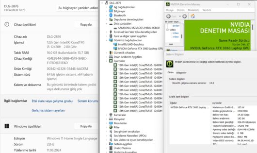 Casper Excalibur G870.1245-BV60P-B Intel Core i5 12450H 16GB 512GB SSD RTX3060 15.6" FHD W11 144Hz (İKİNCİ EL) - Görsel 5
