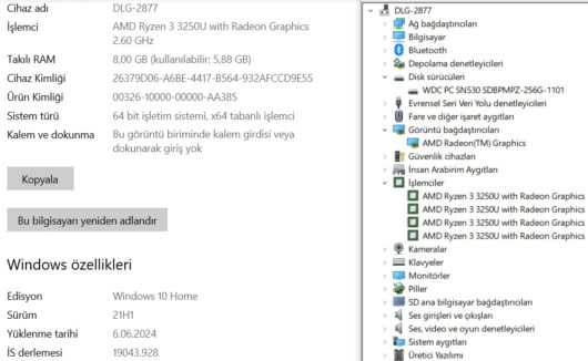 Lenovo Ideapad 3 15ADA6 AMD Ryzen 3 3250U 8GB 256GB SSD 15.6" FHD 82KR00CVTX (İKİNCİ EL) - Görsel 5