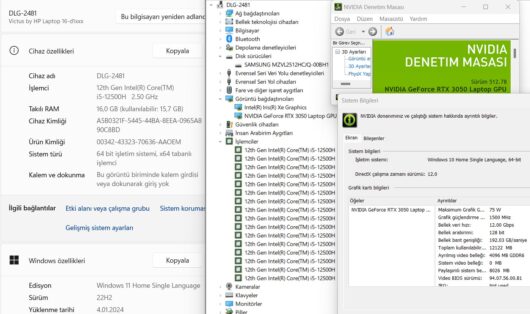 HP Victus 16-D1046NT Intel Core i5 12500H 16GB 512GB RTX3050 W11 16.1" FHD 68P31EA (İKİNCİ EL) - Görsel 10