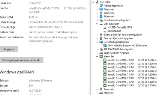 HP Pavilion DV6-3104ST Intel Core i7 Q720 4GB 256GB SSD 15.6" XW116EA (İKİNCİ EL) - Görsel 5