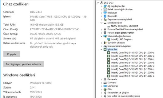 Casper Nirvana X400.1035-BV00X-S i5 1035G1 16GB RAM 500GB SSD 14" HD (İKİNCİ EL) - Image 10