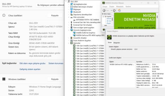 HP Victus 15-FA1012NT Intel Core i7 13700H 16GB 1TB RTX4050 W11 15.6" FHD 7N9S6EA (İKİNCİ EL) - Görsel 5