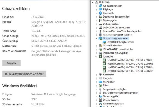 Hp 15-BS153NT Intel Core i3 5005U 12GB 240GB SSD W10 15.6" HD 4UK80EA (İKİNCİ EL) - Görsel 5