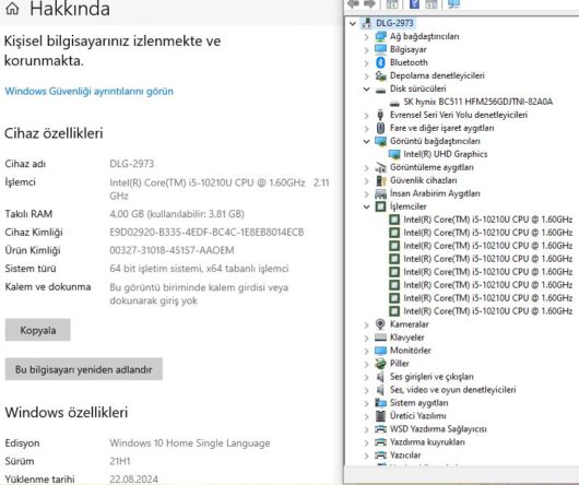 HP 15-DA2033NT Intel Core i5 10210U 4GB 256GB SSD 15.6" HD W10 9HN16EA (İKİNCİ EL) - Görsel 5