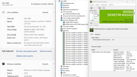 Casper Excalibur G870.1265-BFA0A-B Intel Core i7 12650H 16GB 1TB SSD RTX4050 15.6" W11 144Hz FHD (İKİNCİ EL) - Görsel 5