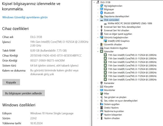 HP 15-DW3049NT Intel Core i3 1125G4 8GB 256GB SSD W10 15.6" FHD 4H2U2EA (İKİNCİ EL) - Görsel 5