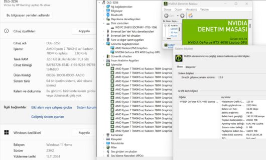 HP Victus 16-S0051NT AMD Ryzen 7 7840HS 32GB RAM 1TB SSD RTX4050 16.1" FHD 144Hz 892P9EA (İKİNCİ EL) - Image 5