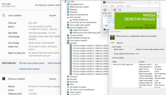 Casper Excalibur G770.1140-8VJ0T-B Intel Core i5 11400H 8GB 512GB SSD RTX3050 W11 15.6" FHD 144Hz (İKİNCİ EL) - Görsel 10