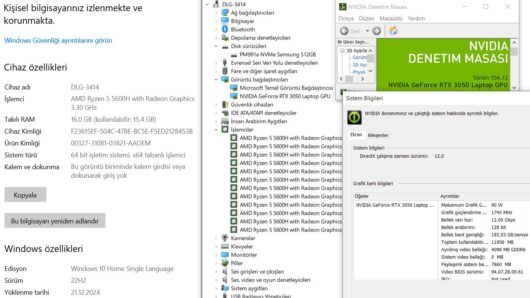 Dell G15 AMD Ryzen 5 5600H 16GB RAM 512GB SSD W10 RTX3050 15.6" FHD 120Hz (İKİNCİ EL) - Görsel 5