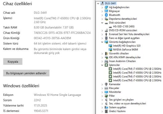 Acer Aspire V3-575G-792U Intel Core i7 6500U 8GB 240GB SSD 940M 15.6" HD NX.G5FEY.001 (İKİNCİ EL) - Görsel 5