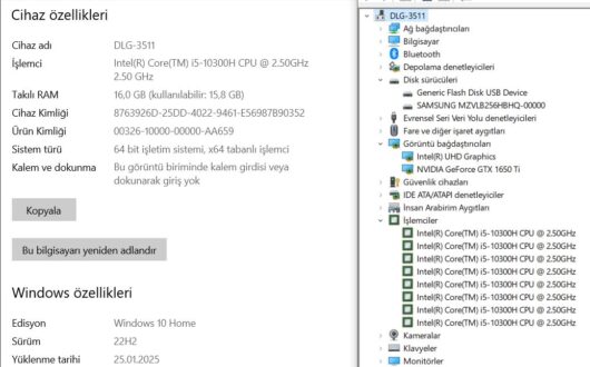 Monster Abra A5 V15.7 Intel Core i5 10300H 16GB 512GB SSD GTX1650Ti 15.6" FHD 120Hz (İKİNCİ EL) - Görsel 5