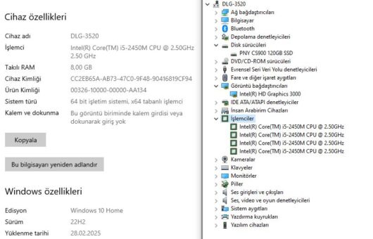 Casper Nirvana CN.VTP940A Intel Core i5 2450M 8GB 120GB SSD 15.6" HD (İKİNCİ EL) - Görsel 5