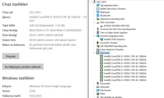 Casper X500.1035 Intel Core i5 1035G1 8GB RAM 512GB SSD W10 15.6” FHD (İKİNCİ EL) - Görsel 5