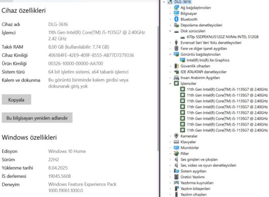Dell Vostro 15 3510 Intel Core i5 1135G7 8GB RAM 512GB SSD W10 15.6” FHD N8004VN3510EMEA_Z (İKİNCİ EL) - Görsel 5