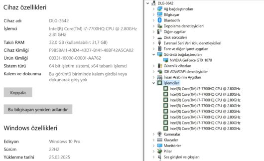Casper Excalibur G750.7700-B510A Intel Core i7 7700HQ 32GB RAM 256GB + 1TB SSD W10  GTX 1070 15.6” UHD (4K) (İKİNCİ EL) - Görsel 5