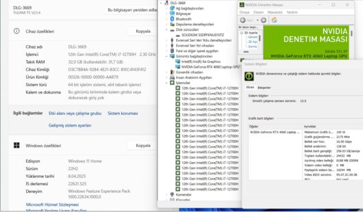 Monster Tulpar T5 V23.4.2 Intel Core i7 12700H  32GB RAM 1TB SSD W11 RTX4060 15.6” FHD 144 Hz 8Gb95W (İKİNCİ EL) - Görsel 5