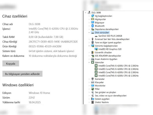 Acer Aspire R15 Intel Core i5 6200U 8GB RAM 240GB SSD 15.6” DOKUNMATİK FHD (İKİNCİ EL) - Görsel 5