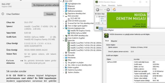 Dell Inspiron 3542 Intel Core i7 4510U 8GB RAM 240GB SSD 840M 15.6” HD (İKİNCİ EL) - Görsel 5
