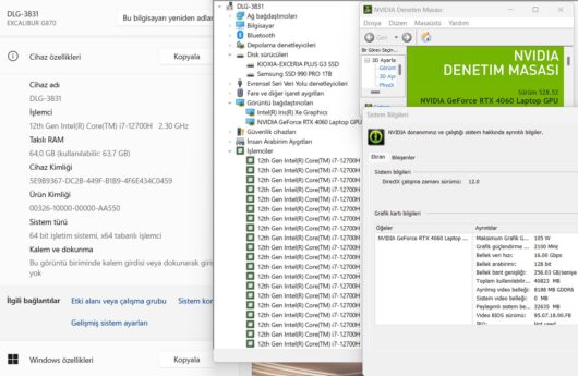 Casper Excalibur G870.1270-BFB0X-B Intel Core i7 12700H 32GB RAM 1TB SSD RTX4060 15.6” FHD 144Hz (İKİNCİ EL) - Görsel 5