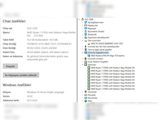 Huawei MateBook 13 AMD Ryzen 7 3700U 16GB 512GB SSD W10 13” QHD HN-W29R (İKİNCİ EL) - Görsel 5