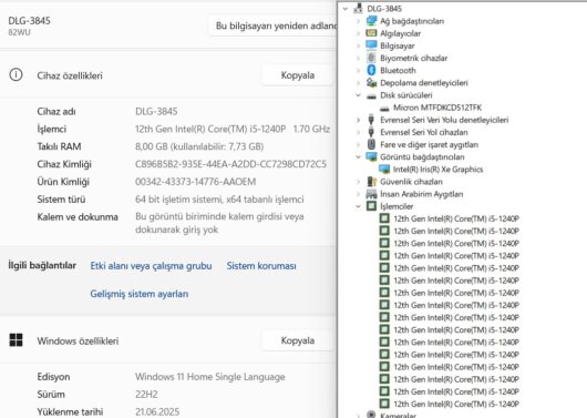 Lenovo Yoga Slim 6 14IAP8 Intel Core i5 1240P 8GB 512GB SSD W11 14” FHD+ OLED 82WU006YTX (İKİNCİ EL) - Görsel 5