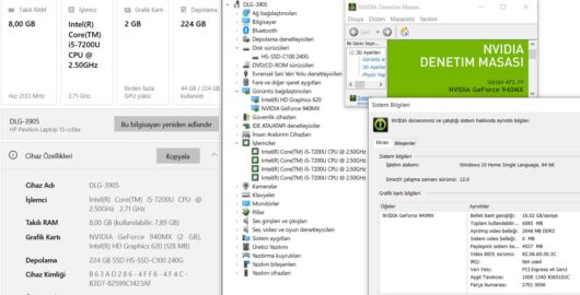 HP Pavilion 15-CC009NT Intel Core i5 7200U 8GB RAM 240GB SSD 940MX 15.6” FHD 2CL81EA (İKİNCİ EL) - Görsel 5