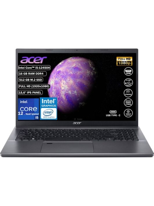 Aspire 5 I5-12450H 16 GB 512 GB SSD FreeDos 15.6" IPS (1920X1080) Taşınabilir Bilgisayar NX.KN4EY.002